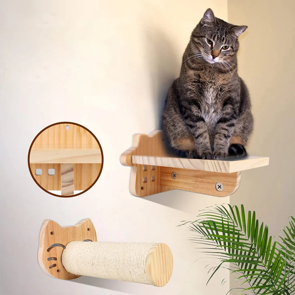 Wall-mounted climbing shelf for cat