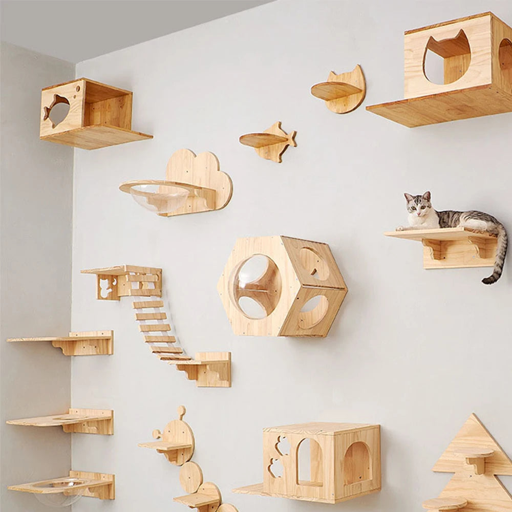 Wall-mounted climbing shelf for cat