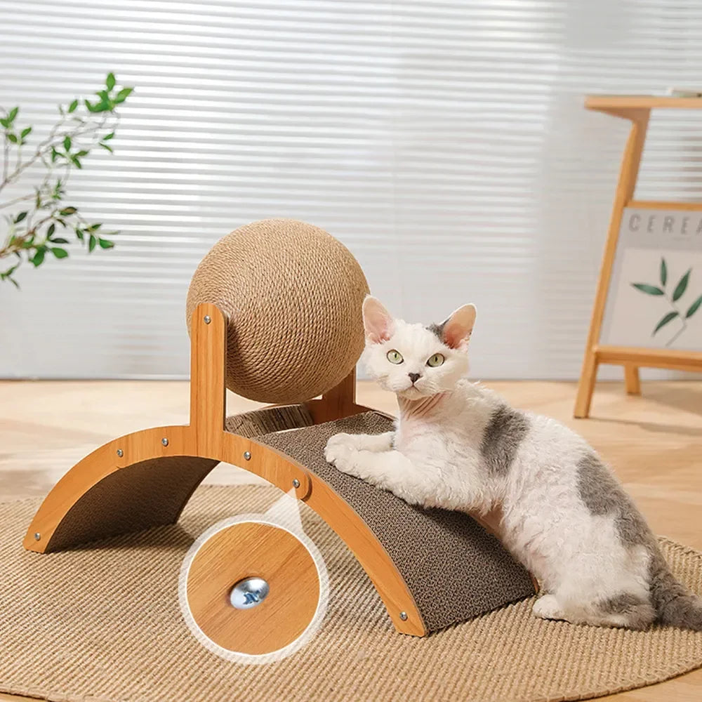 Wooden scratching ball for cat