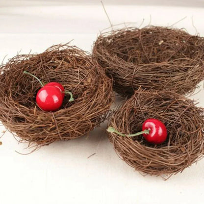 Vintage Round Bird's Nest in Rattan 