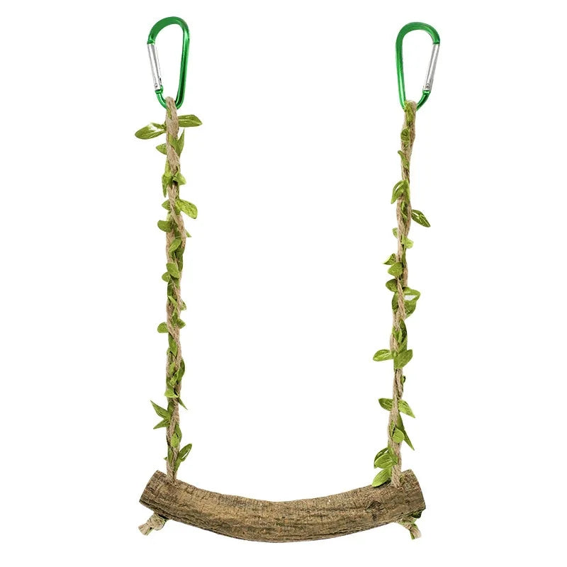 Wooden parrot swing support 
