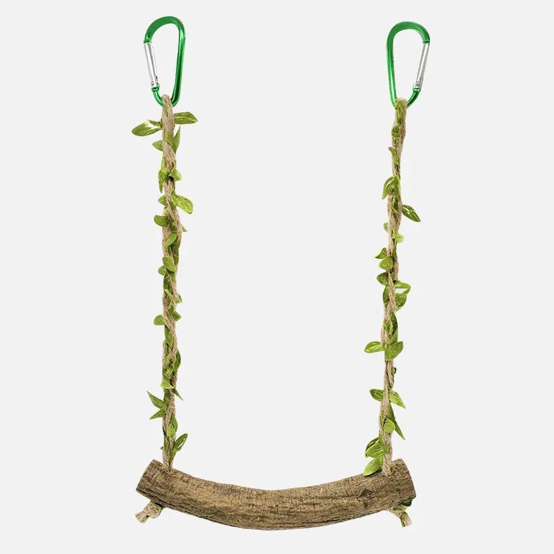 Wooden parrot swing support 
