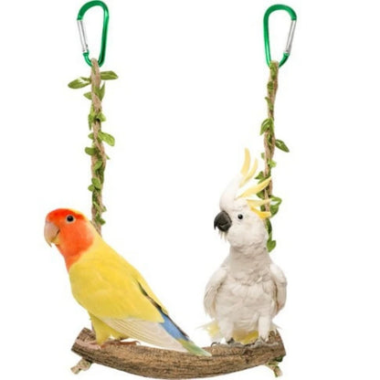 Wooden parrot swing support 