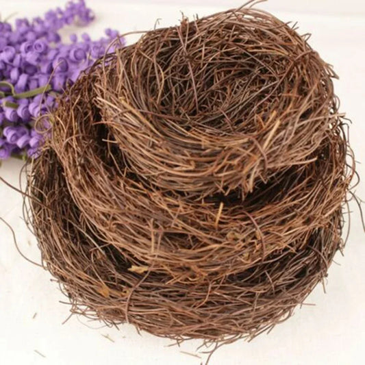 Vintage Round Bird's Nest in Rattan 