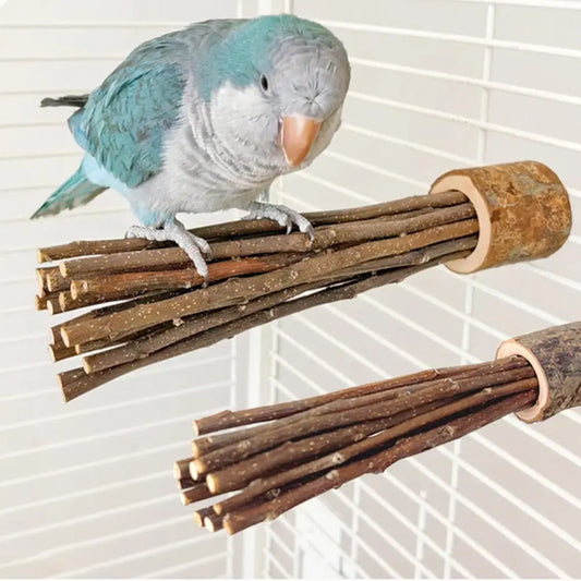 Natural wood parrot stand 